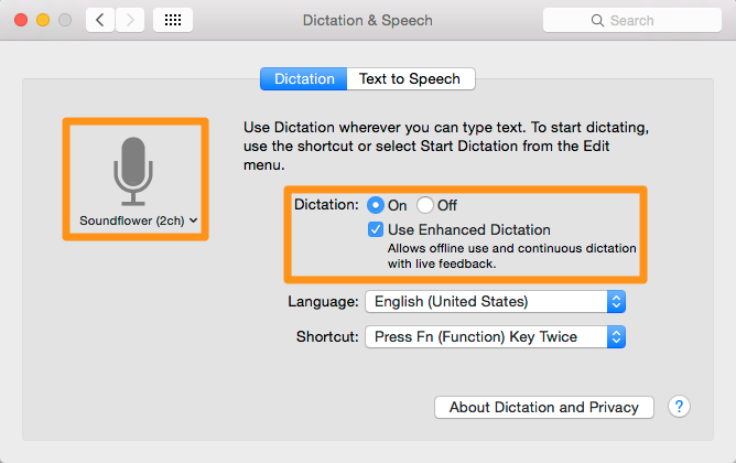 mac hot key for voice to text
